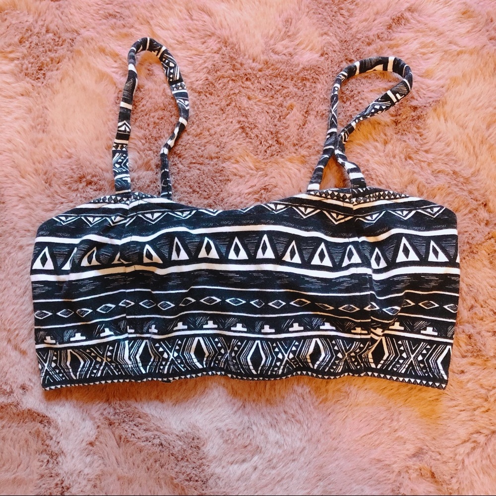 Tribal Crop Top Bralette with Cage Back
